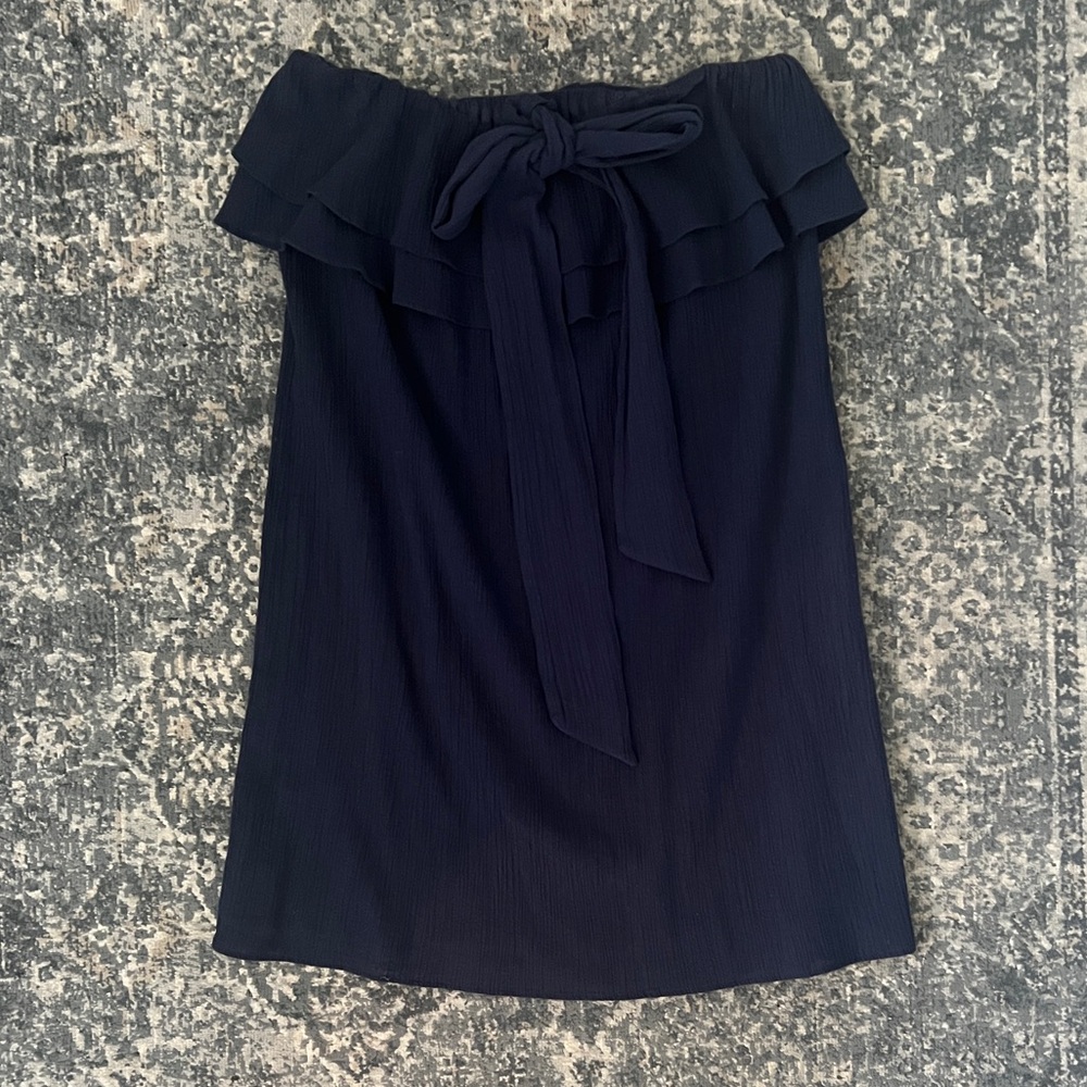 J.Crew Navy Blue Strapless Mini Dress with Tie